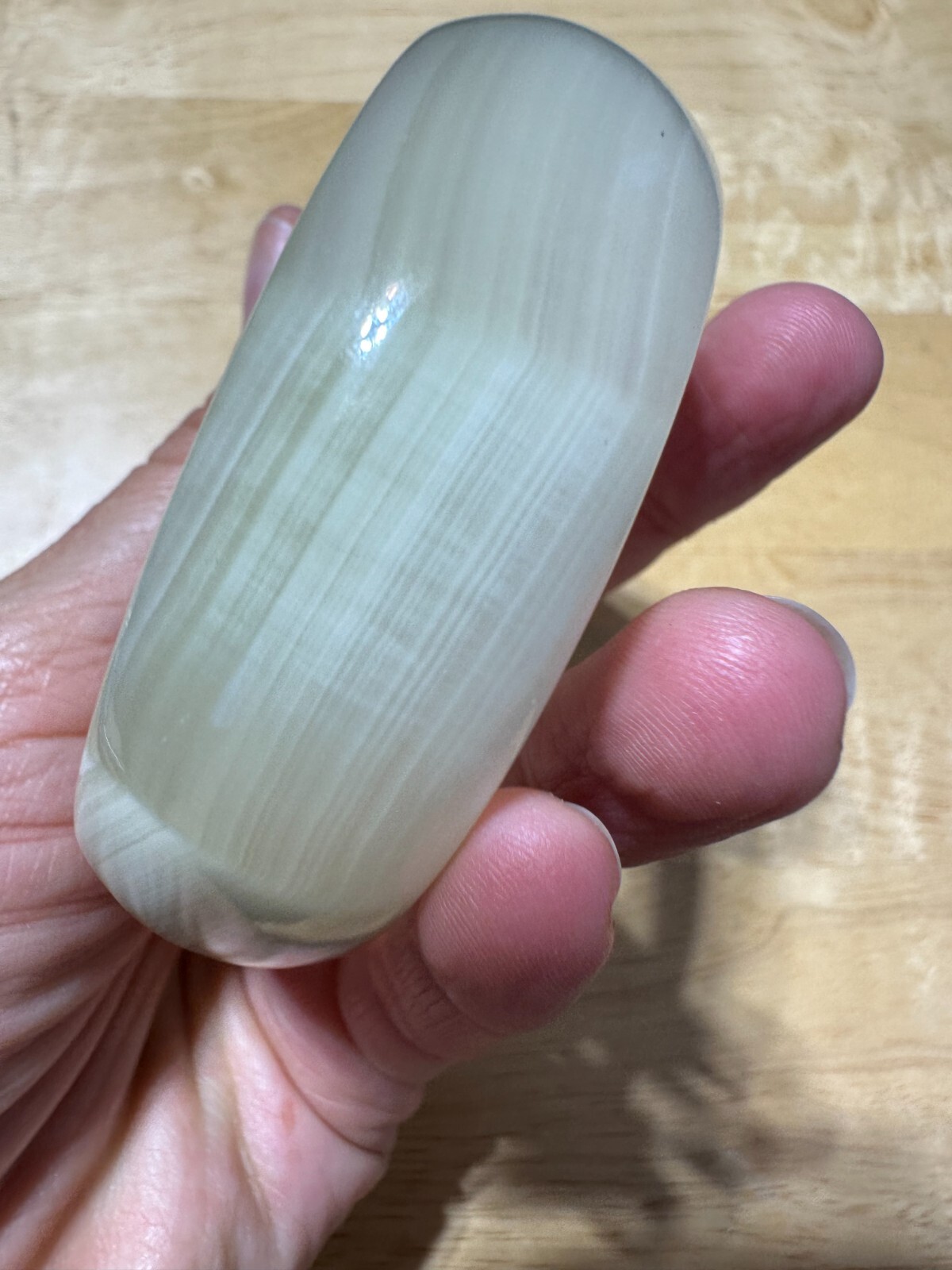 Solid Quartz Bangle Bracelet Cream Brown Marbled … - image 10