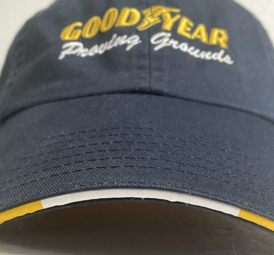 Gorra Goodyear Racing Proving Grounds Azul Amarillo Ajustable Bandera de Texas de EE. UU. Foto 3 de 4