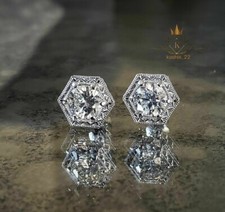 Moissanite Stud Earrings 2 CT Brilliant Round Cut Solid 14K White Gold For Her