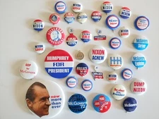 Post war Political Button Lot 36  Truman Dewey Humphrey Nixon McGovern Stevenson