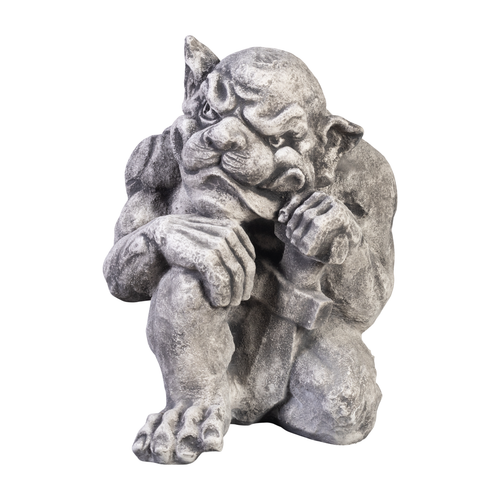 Gargoyle mit Schwert Wächter Steinfigur 31 cm 15 kg Grau Beton frostsicher - Bild 6 von 11