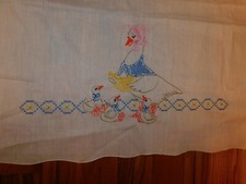 Mother Goose Cross Stitch Baby Sheet Crib Cover  Pillowcase Vintage Handmade