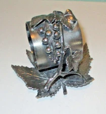 Antique Victorian Napkin Ring Grapes Vine and Leaves Caress Ring