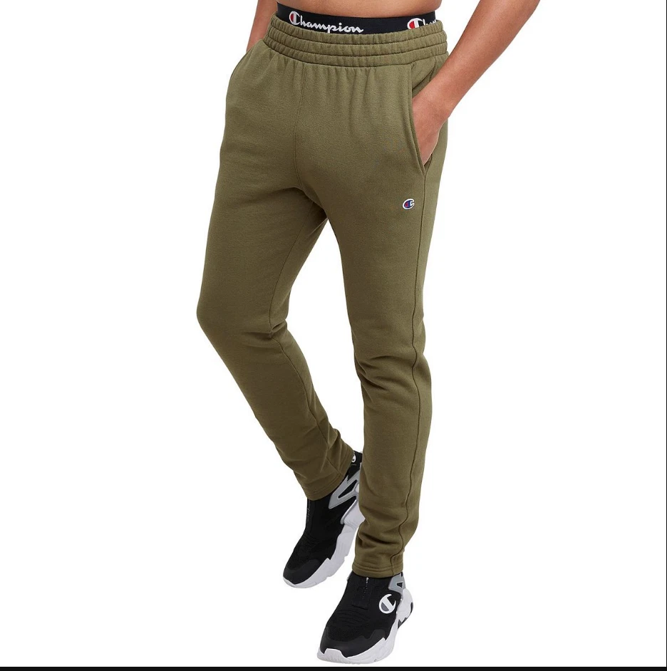 Champion Powerblend Fleece Men's Slim Fit Sweatpants L Olive Green Lounge  Pants