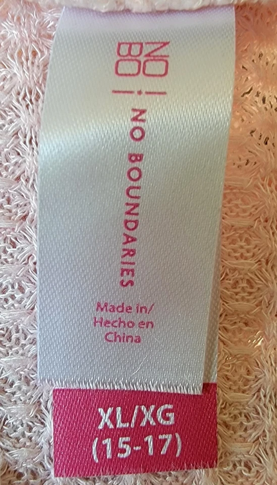 No Boundaries Juniors Womens Shirt Top Blouse Size XL X Large 15/17 Blush Pink - Image 2 of 4