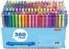 Shuttle Art 360 Pack Gel Pens Set, 180 Colors 1 Count (Pack of 360), 360 