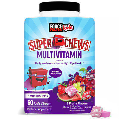 FORCE FACTOR Kids Multivitamin Super Chews w/18 Vitamins-Minerals & Antioxidants