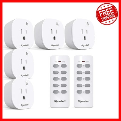 Compact Wireless Remote Control Outlet - 5 Outlets & 2 Remotes,  Certified