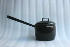 Black Vintage Iron Enamel Saucepan Pot "Judgeware" Home Decor Collectible