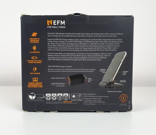 EFM Wireless Portable Power Bank Charger 10000mAh With Desktop Stand in Box - 第 3/13 張圖片