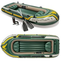 Schlauchboot Set Seahawk 4 + Paddel + Pumpe Angelboot 4 Personen Von Intex