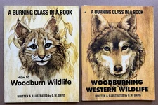 Woodburning Instruction Lot of 2 by O.W. Davis – Wildlife & Signed Western