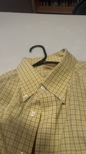 Roundtree Yorke Gold Label Men's Yellow Checker Shirt XL Button Long Sleeve