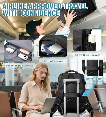 Large Vacuum Travel Backpack with Pump for Women,Airback Personal Item Carry on - Picture 7 of 9