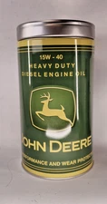 John Deere 1 Qt Oil Can Coin Bank 15W-40 Heavy Duty Diesel Tin Collectible