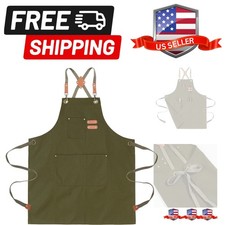 Chef Aprons for Men Canvas Apron with Large Pockets and Adjustable Neck Strap...