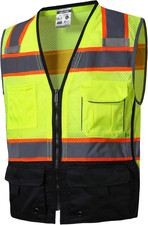10 Pockets Professional Safety Vest, Class 2 High Visibility, ANSI/ISEA Standard