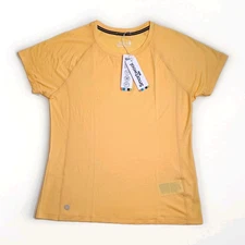 Smartwool Active Ultralite Yellow T-Shirt Women's Size Medium Merino Wool Blend