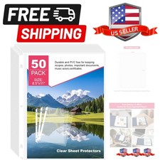 50-Pack Sheet Protectors 8.5x11 Top Loading Page Protectors, Acid-Free Clear ...