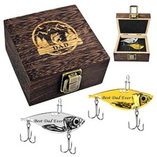 Fishing Gear Set Best Dad Wooden Box Size: 3.8" L x W x 1.9" H, Wood