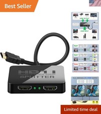 4K HDMI Splitter 1 in 2 Out for Dual Monitors - Hassle-Free Setup
