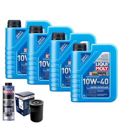 Motoröl 10W40 LIQUI MOLY Super Leichtlauf 4L+BOSCH Ölfilter +Spülung