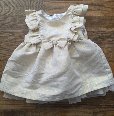 Cat & Jack Baby Girl 3-6 Months Gold Shimmer Formal Dress New With Diaper Cover