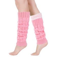 Leg Warmers for Women Winter Fleece Lined Leg Warmer Knit Legwarmers Pink