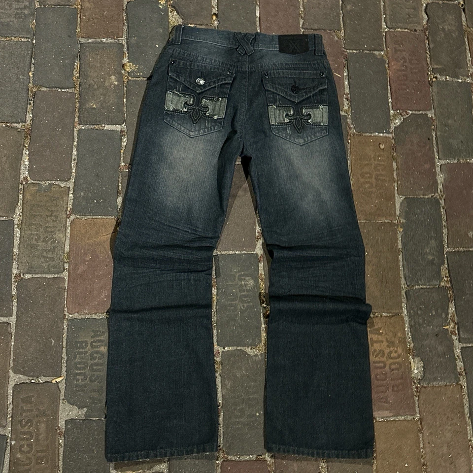 Y2K Xtreme Couture dark washed Embellished Jeans size 30x32 Light Distress - Image 2 of 4