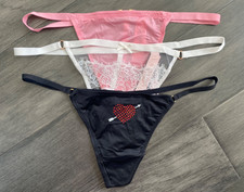 VICTORIA'S SECRET 3 Pair Dream Angels lace V STRING THONG PANTIES size small nwt
