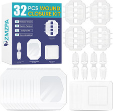 Zip Stitch Wound Closure Strips, 32 Pcs Laceration Closure Kit - 2 Types Butterf