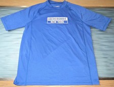 Boys Abercrombie Kids Size 15/16 Blue UPF 50 Rash Guard Swim Shirt