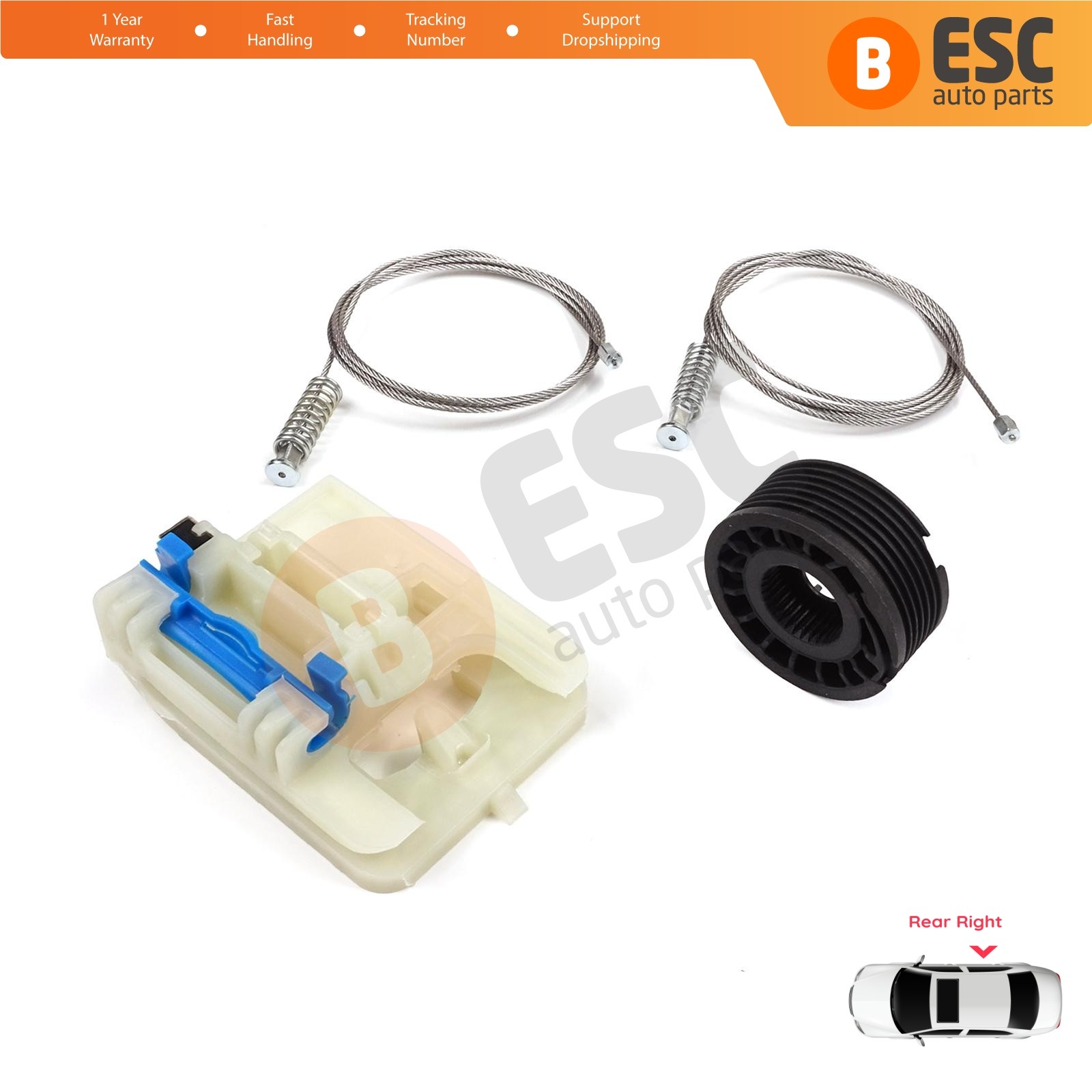 Window Regulator Set Rear Right for Fiat Tipo MK2 356 357 Egea 2015-On 4/5 Door