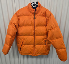 Vintage LL Bean Mens Goose Down Parka Puffer Jackect Coat Reversible Orange Blue