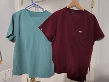 Mens Figs Scrubs Set Large Cargo Catus Burgandy /Red mandala large cargo scrubs