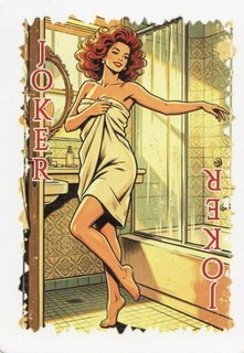 RARE MODERN "Lady Getting Out of the Shower" JOKER Play Card #65