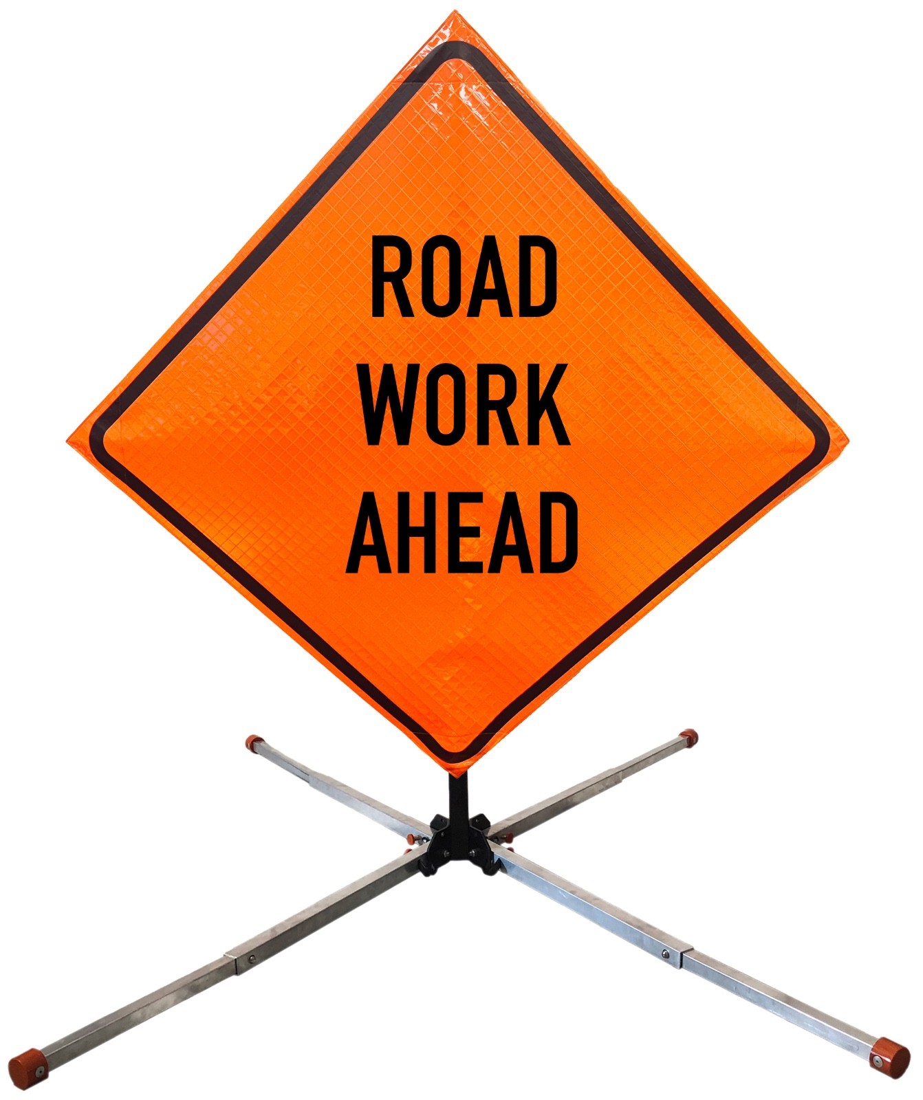 36" Reflective Orange MUTCD Roll-Up Traffic Safety Sign & Aluminum Stand Kits