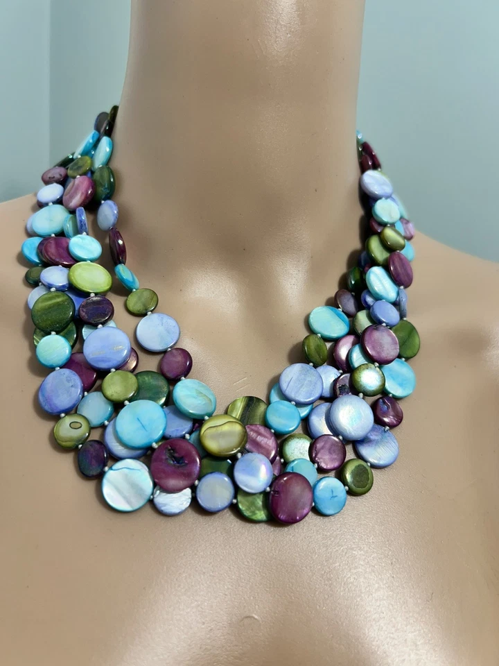 Hermoso collar de cuentas de madreperla de 5 hilos 'Rainbow Candy' de gama alta Foto 2 de 4