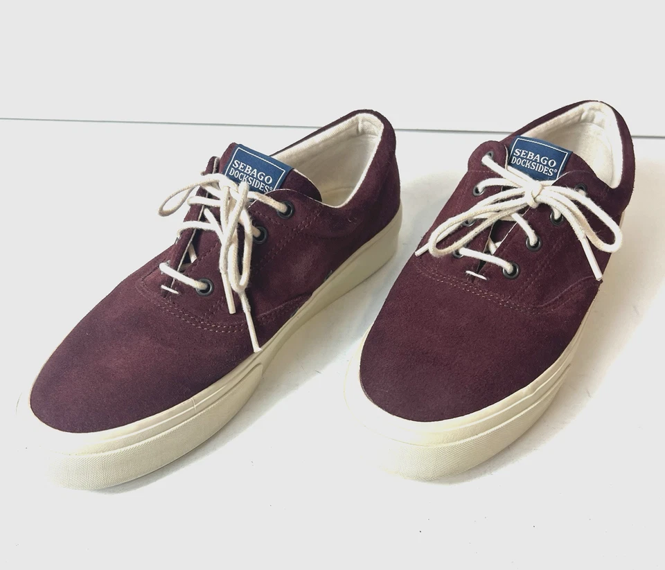 Sebago Docksides Shoes Burgundy Suede Lace Up Low Top Womens 8 M Comfort Sneaker - Image 3 of 4