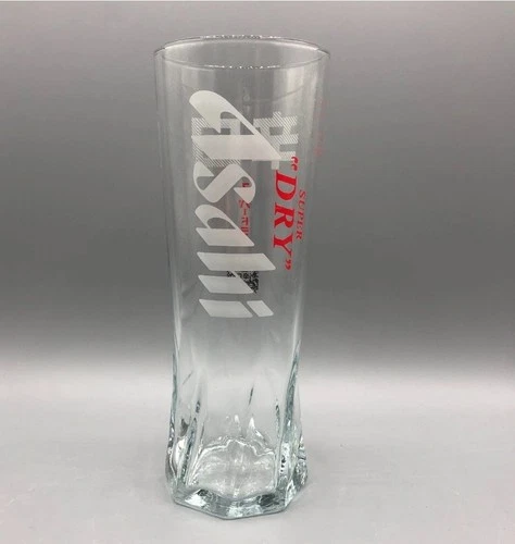 2 X Official Asahi Super Dry Half  Pint Glasses Cut Hexagonal Base | New