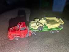1969 Tootsie Toy Flat Bed Tractor Trailer With Scraper Set Nice Made US Chicago