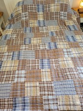 Pottery Barn Kids Quilt ~ Madras Plaid ~ Patchwork ~ 82" x 82"