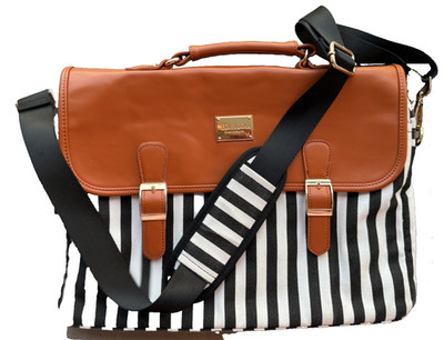 LOVEVOOK Laptop Messenger Bag 15.6  Slim Striped Faux Leather NWOT Blue Interior