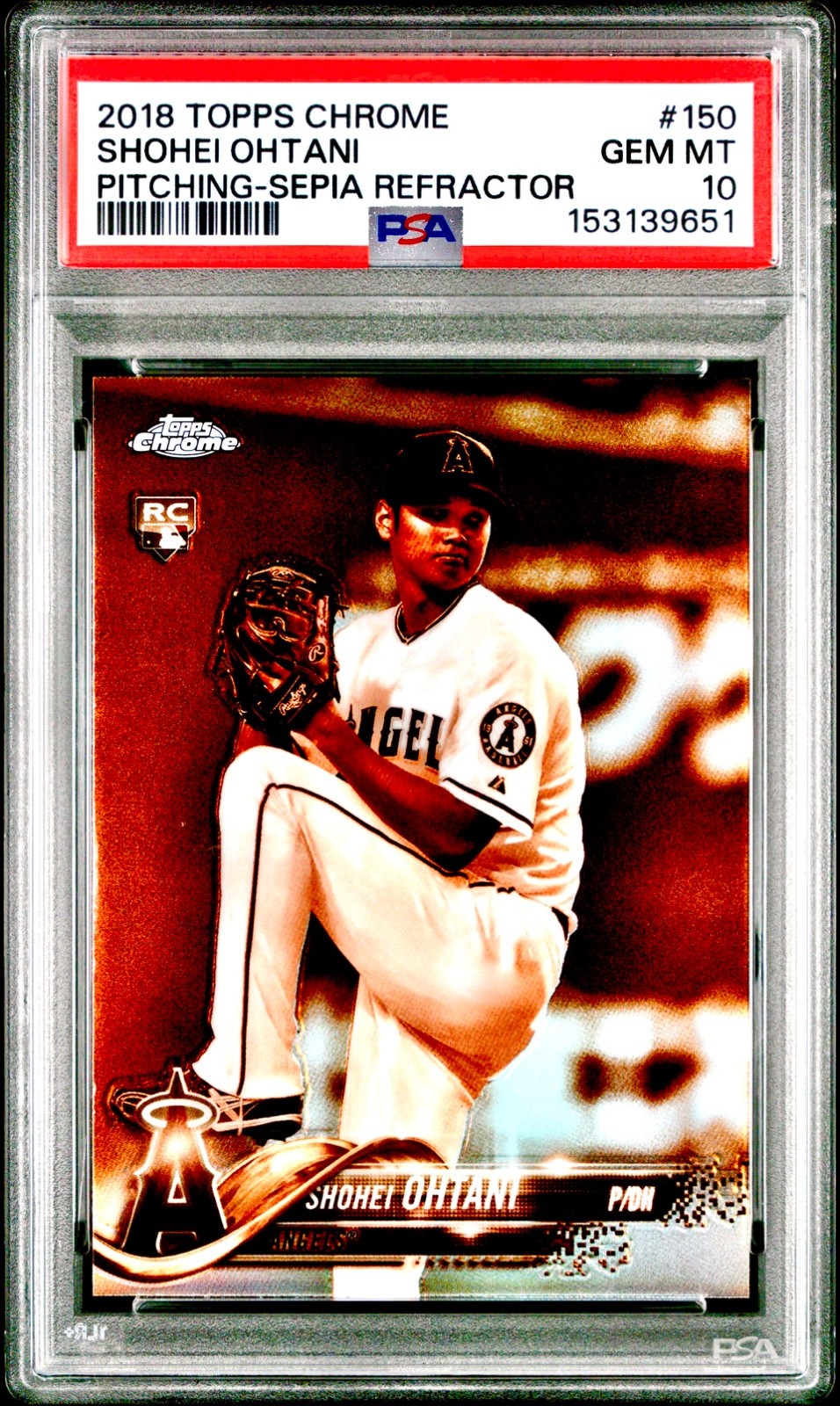 Shohei Ohtani ROOKIE RC SEPIA REFRACTOR TOPPS CHROME PSA 10