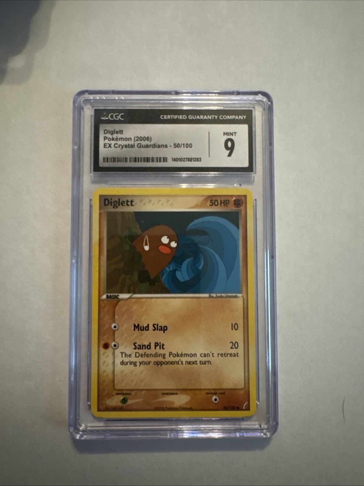 Pokemon PSA 9 Mint EX Crystal Guardians Reverse Holo Diglett 50/100 (MD)