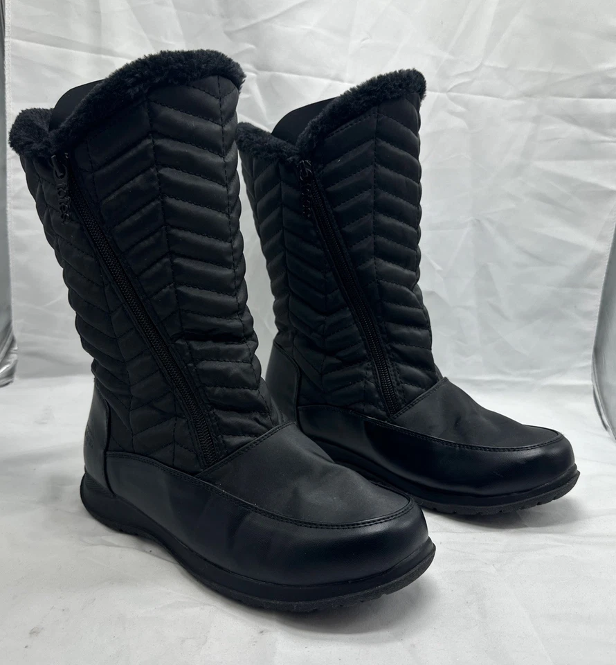 Totes Women's Quilted Winter Boots Black Size 9 W Zip Closure - Image 2 of 4