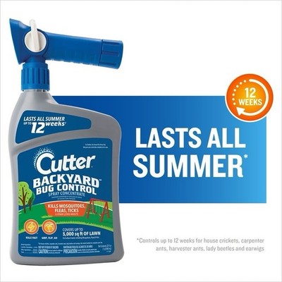 Cutter Backyard Bug Control Spray Concentrate, QuickFlip Hose-End Sprayer, 32