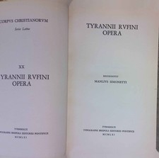 Tyrannii Rufini Opera. Corpus Christianorum, Series Latina, XX. Simonetti, Manli