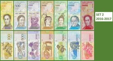 SET 2 Venezuela 2016-2017 - 7 Banknoten Bolivares UNC unzirkuliert