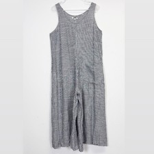 Max Studio London Jumpsuit Womens Medium Blue White Striped Wide Leg Crop NWOT